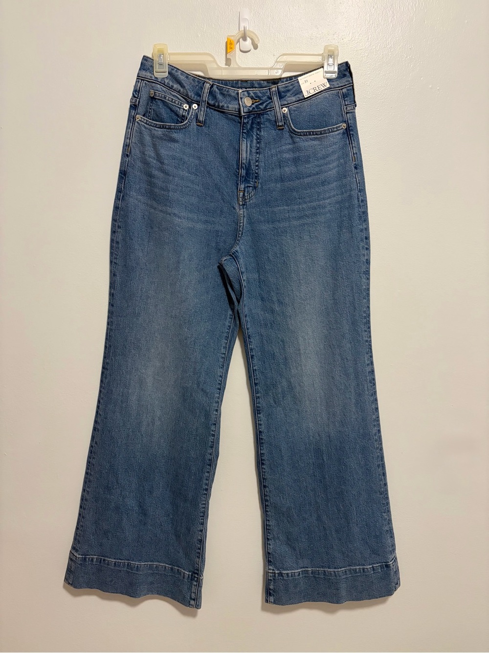 J.CREW Women's cBlue ‘96 Curvy Denim Wide-Leg High Rise Trousers Semi-Stretch,31